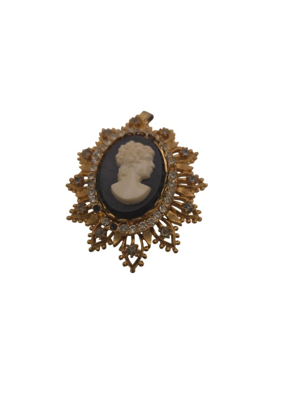 Vintage Francois for Coro Victorian-Style Gold Tone Cameo Brooch Pendant READ